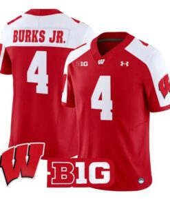 Marvin_Burks_Jr_Jersey_4_Wisconsin_Badgers_2026_Vapor_All_Stitched_Red_Alter - Malcom Terry Marvin Burks Jr Jersey #4 Wisconsin Badgers 2026 Vapor All Stitched by My Store NCAA Football Jerseys