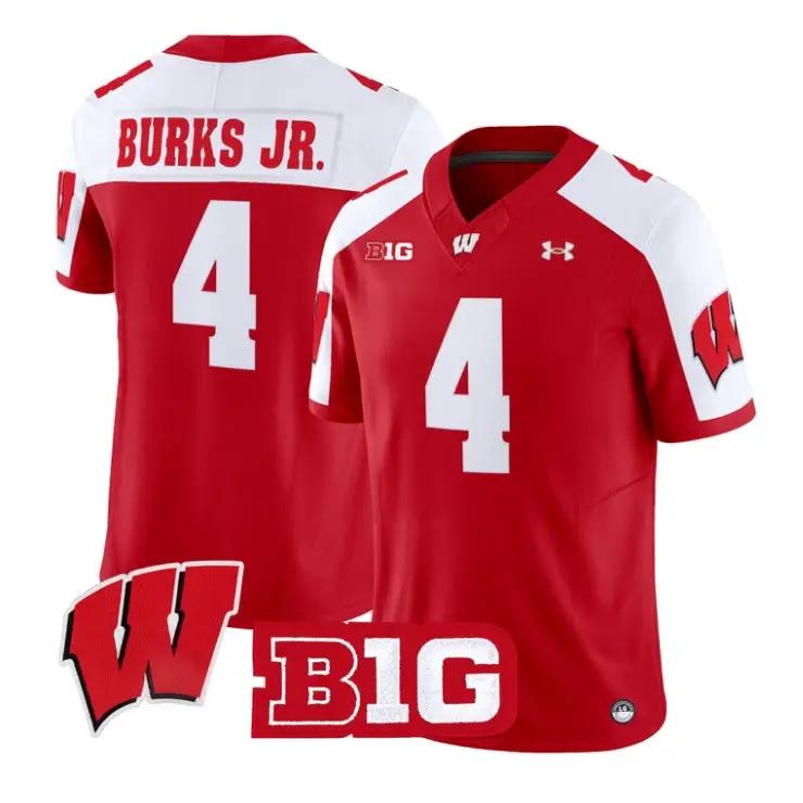 Marvin_Burks_Jr_Jersey_4_Wisconsin_Badgers_2026_Vapor_All_Stitched_Red_Alter - Malcom Terry Marvin Burks Jr Jersey #4 Wisconsin Badgers 2026 Vapor All Stitched by My Store NCAA Football Jerseys