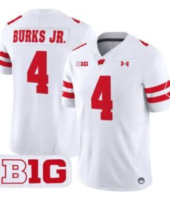 Marvin_Burks_Jr_Jersey_4_Wisconsin_Badgers_2026_Vapor_All_Stitched_White - Malcom Terry Marvin Burks Jr Jersey #4 Wisconsin Badgers 2026 Vapor All Stitched by My Store NCAA Football Jerseys