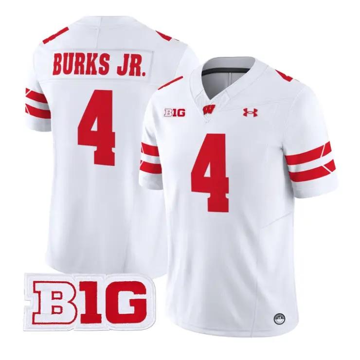 Marvin_Burks_Jr_Jersey_4_Wisconsin_Badgers_2026_Vapor_All_Stitched_White - Malcom Terry Marvin Burks Jr Jersey #4 Wisconsin Badgers 2026 Vapor All Stitched by My Store NCAA Football Jerseys