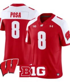 Mason_Posa_Jersey_8_Wisconsin_Badgers_2026_Vapor_Limited_Stitched_Red_Alter - Malcom Terry Mason Posa Jersey #8 Wisconsin Badgers 2026 Vapor Limited Stitched by My Store NCAA Football Jerseys