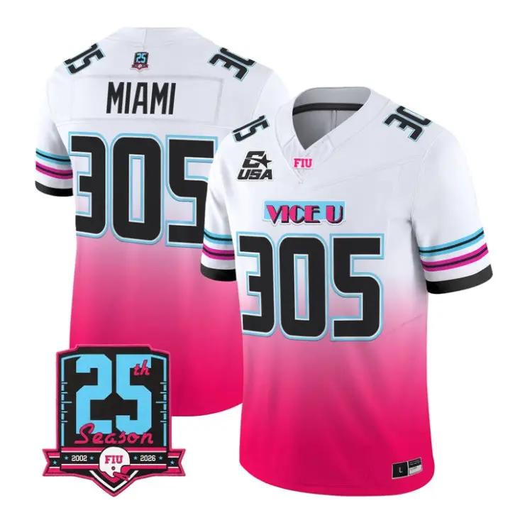 MiamiJersey_305FloridaInternationalPanthers2026PinkViceVaporStitched - Malcom Terry Miami Jersey #305 Florida International Panthers 2026 Pink Vice Vapor Stitched by My Store NCAA Football Jerseys