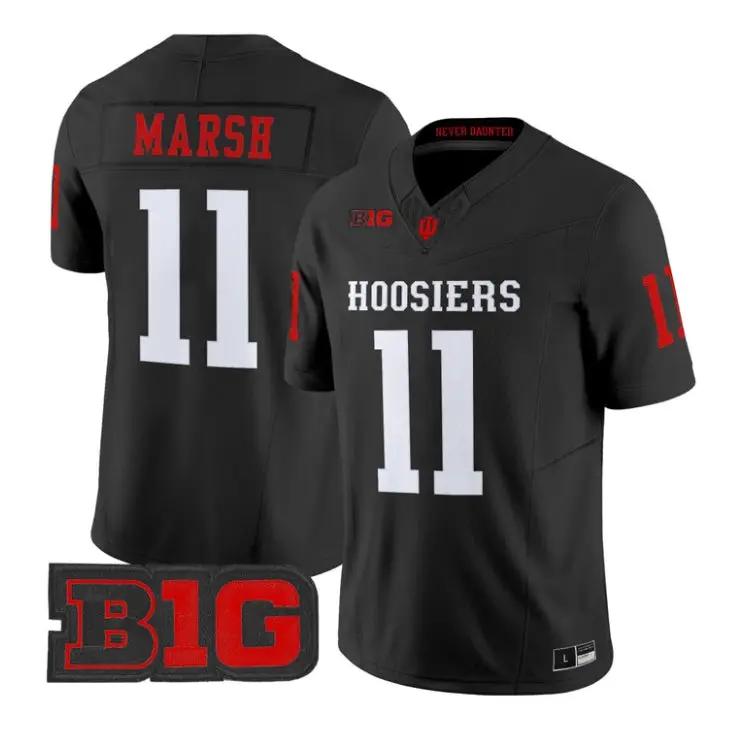Nick_Marsh_Jersey_11_Indiana_Hoosiers_2026_Football_All_Stitched_Black - Malcom Terry Nick Marsh Jersey #11 Indiana Hoosiers 2026 Football All Stitched by My Store NCAA Football Jerseys