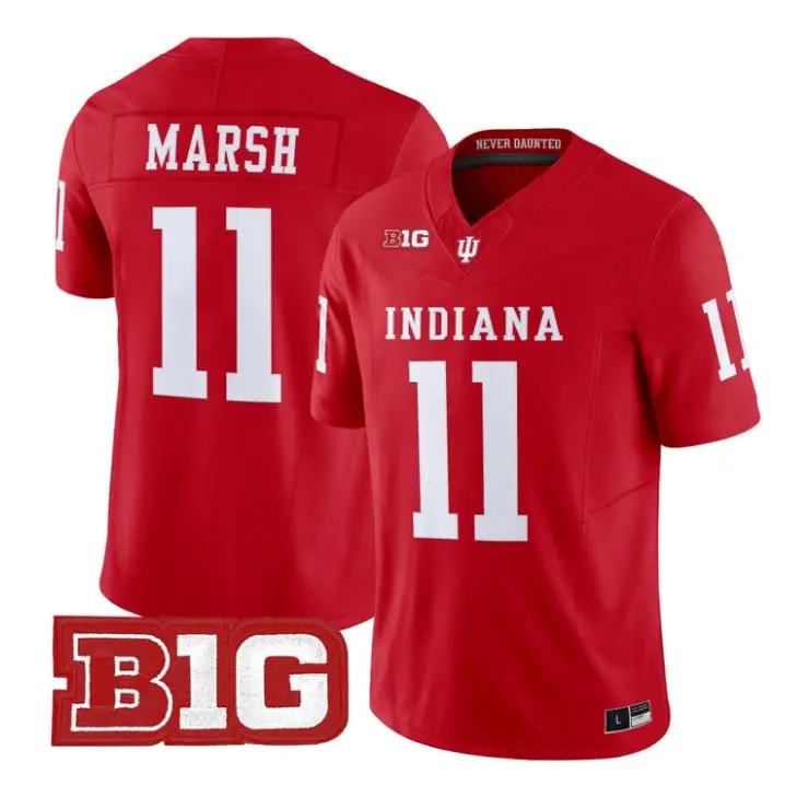 Nick_Marsh_Jersey_11_Indiana_Hoosiers_2026_Football_All_Stitched_Crimson - Malcom Terry Nick Marsh Jersey #11 Indiana Hoosiers 2026 Football All Stitched by My Store NCAA Football Jerseys