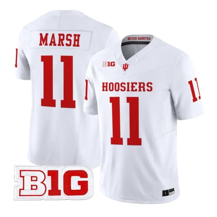 Nick_Marsh_Jersey_11_Indiana_Hoosiers_2026_Football_All_Stitched_White - Malcom Terry Nick Marsh Jersey #11 Indiana Hoosiers 2026 Football All Stitched by My Store NCAA Football Jerseys