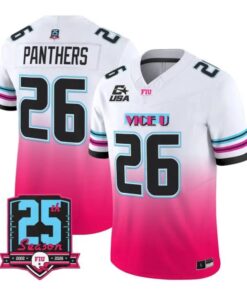 PanthersJersey_26FloridaInternationalPanthers2026PinkViceVaporStitched - Malcom Terry Panthers Jersey #26 Florida International Panthers 2026 Pink Vice Vapor Stitched by My Store NCAA Football Jerseys