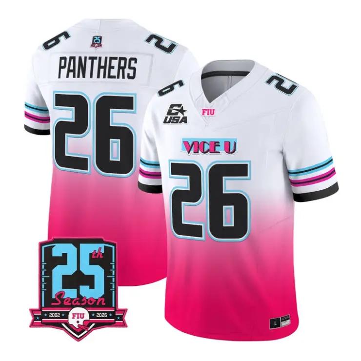 PanthersJersey_26FloridaInternationalPanthers2026PinkViceVaporStitched - Malcom Terry Panthers Jersey #26 Florida International Panthers 2026 Pink Vice Vapor Stitched by My Store NCAA Football Jerseys