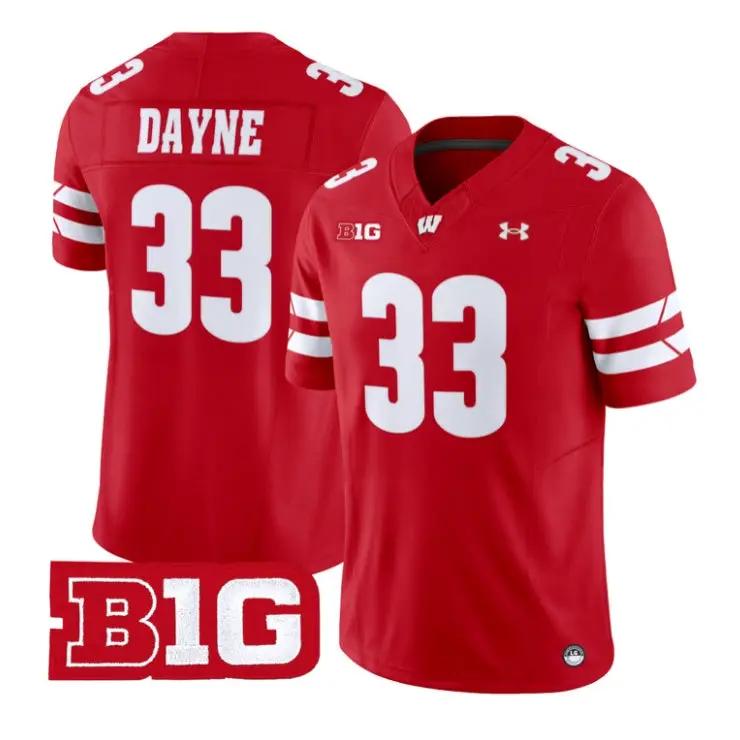 Ron_Dayne_Jersey_33_Wisconsin_Badgers_2026_Vapor_Limited_Stitched_Red - Malcom Terry Ron Dayne Jersey #33 Wisconsin Badgers 2026 Vapor Limited Stitched by My Store NCAA Football Jerseys