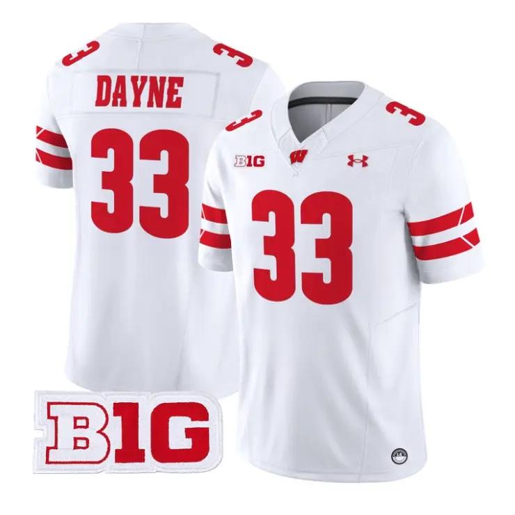 Ron_Dayne_Jersey_33_Wisconsin_Badgers_2026_Vapor_Limited_Stitched_White - Malcom Terry Ron Dayne Jersey #33 Wisconsin Badgers 2026 Vapor Limited Stitched by My Store NCAA Football Jerseys