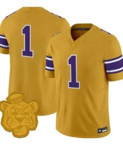 Team Jersey #1 LSU Tigers 2026 Gridiron Gold Throwback Football Vapor Stitched by My Store NCAA Football Jerseys