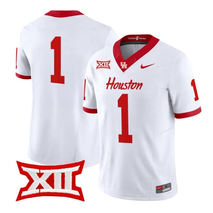 Team_Jersey_1_Houston_Cougars_2026_Football_Vapor_Limited_Stitched_White - Malcom Terry Team Jersey #1 Houston Cougars 2026 Football Vapor Limited Stitched by My Store NCAA Football Jerseys