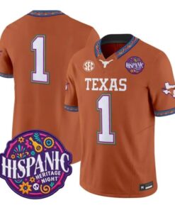Team Jersey #1 Texas Longhorns 2026 Latino Heritage Month All Stitched by My Store NCAA Football Jerseys
