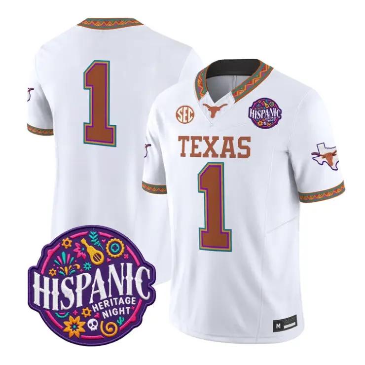 Team Jersey #1 Texas Longhorns 2026 Latino Heritage Month All Stitched by My Store NCAA Football Jerseys