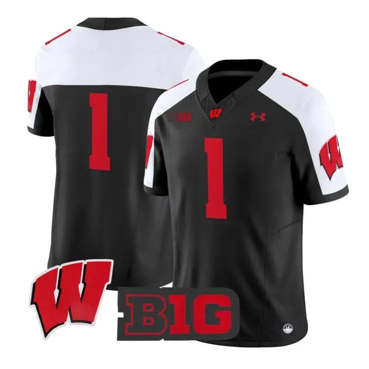 Team Jersey #1 Wisconsin Badgers 2026 Football Vapor Limited Stitched by My Store NCAA Football Jerseys