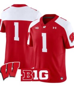 Team Jersey #1 Wisconsin Badgers 2026 Football Vapor Limited Stitched by My Store NCAA Football Jerseys