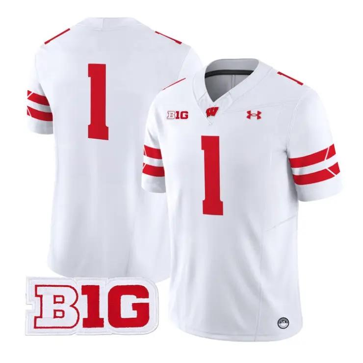 Team Jersey #1 Wisconsin Badgers 2026 Football Vapor Limited Stitched by My Store NCAA Football Jerseys