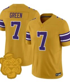 Trey'Dez Green Jersey #7 LSU Tigers 2026 Gridiron Gold Throwback Vapor Stitched by My Store NCAA Football Jerseys