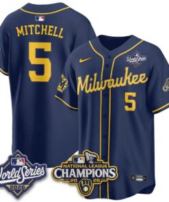 Garrett Mitchell Jersey #5 Milwaukee Brewers 2026 NL Champions Vapor Stitched - Malcom Terry Garrett Mitchell Jersey #5 Milwaukee Brewers 2026 NL Champions Vapor Stitched