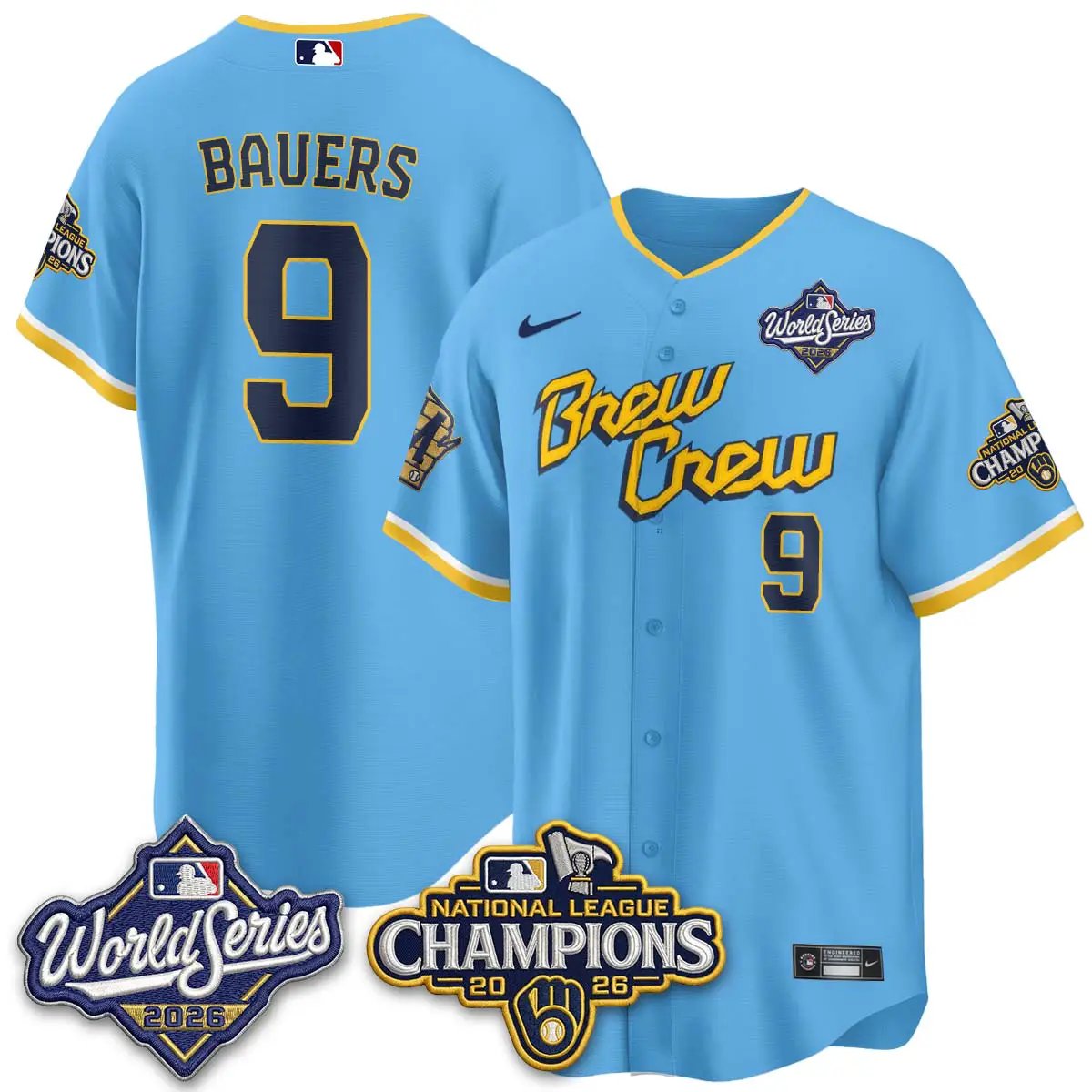 jake-bauers-jersey-9-milwaukee-brewers-2026-nl-champions-vapor-stitched-03 - Malcom Terry Jake Bauers Jersey #9 Milwaukee Brewers 2026 NL Champions Vapor Stitched