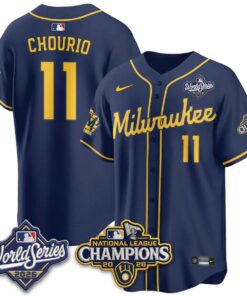Jackson Chourio Jersey #11 Milwaukee Brewers 2026 NL Champions Vapor Stitched - Malcom Terry Jackson Chourio Jersey #11 Milwaukee Brewers 2026 NL Champions Vapor Stitched
