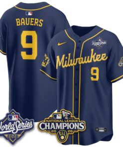 Jake Bauers Jersey #9 Milwaukee Brewers 2026 NL Champions Vapor Stitched
