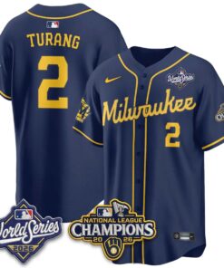 Brice Turang Jersey #2 Milwaukee Brewers 2026 NL Champions Vapor Stitched - Malcom Terry Brice Turang Jersey #2 Milwaukee Brewers 2026 NL Champions Vapor Stitched